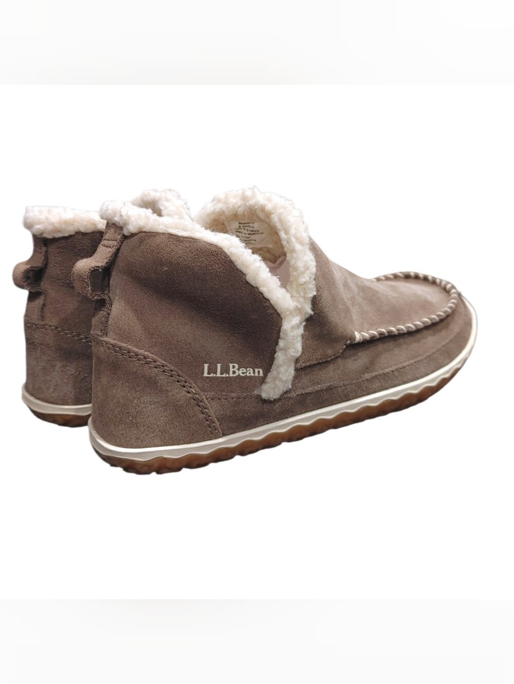 L.L. Bean Taupe Gray Suede Mountain Boot Moccasin Slippers Women's Size 9 - Picture 5 of 9
